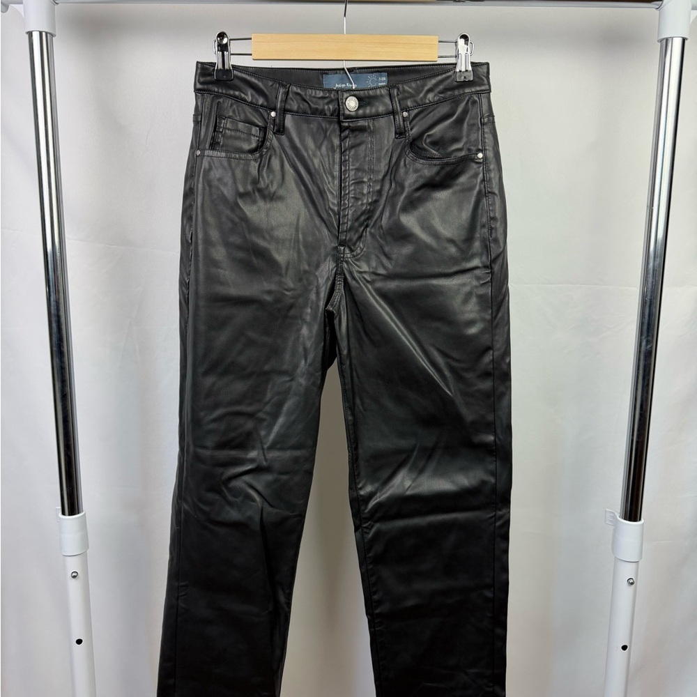 Indigo Rising Black Faux Leather Pants Straight Leg |‎ Size 7/28